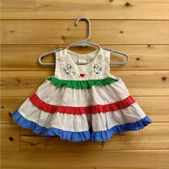 Bundle Vintage Baby Girl 3-6 Months Duck Colorful Cottagecore Dress & Bodysuit - Picture 2 of 12